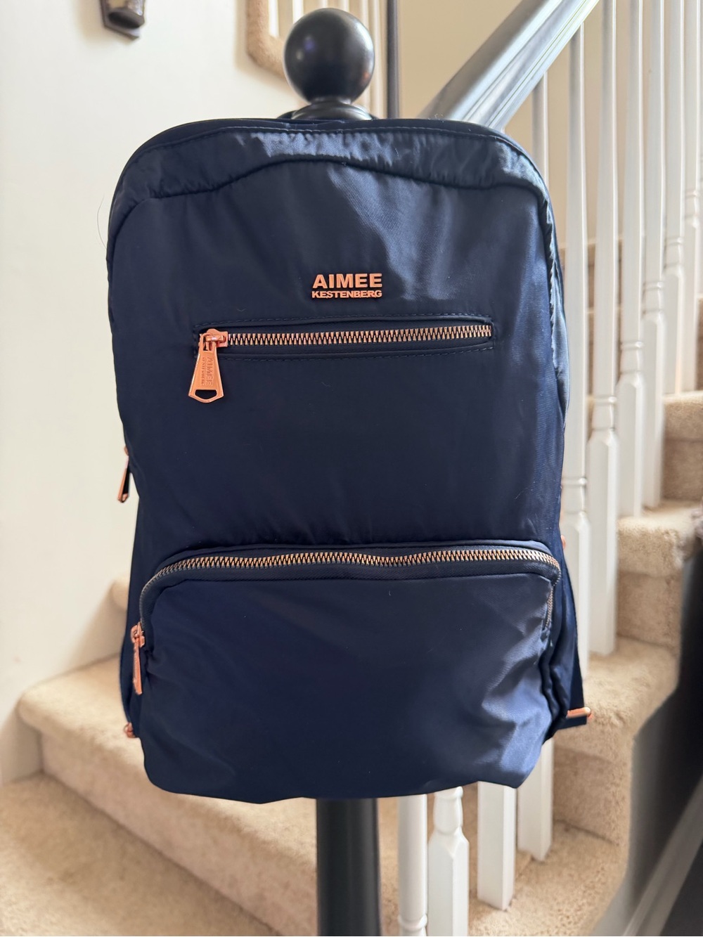 Aimee Kestenberg Navy Backpack with Rose Gold Accents